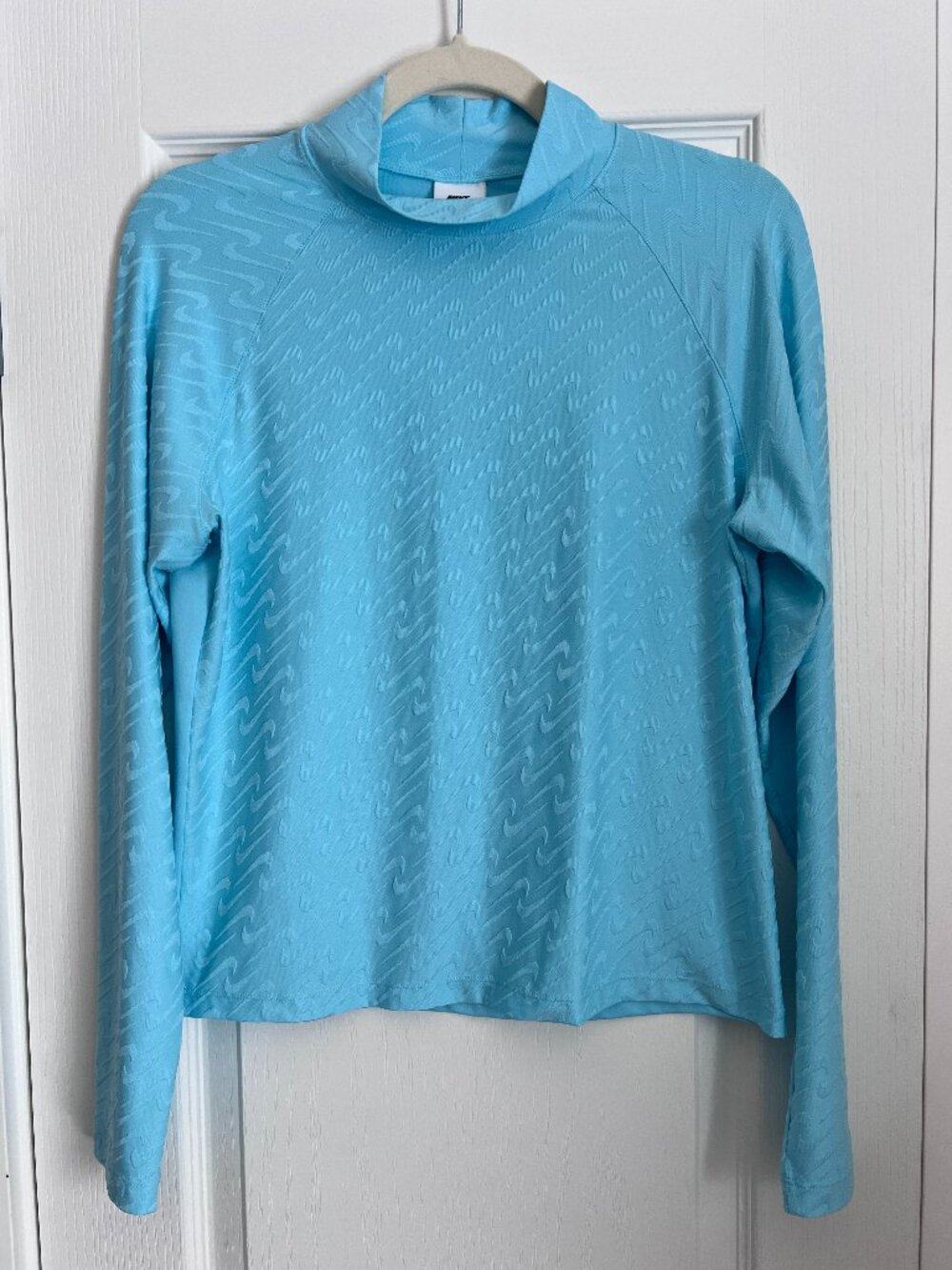 Nike Icon Clash Repeating Swoosh Mock Neck Long-Sleeve Sky Blue - Size L
